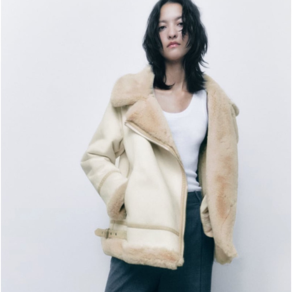 ISO zara faux suede double faced long jacket